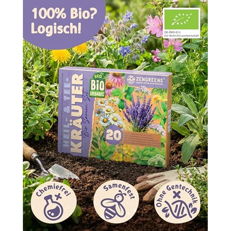 ZenGreens® - Bio Heil- und Teekräutersamen im 20er Set - 20 Heil- und Tee Kräuter Samen für den einfachen Anbau im Garten, Balkon oder Hochbeet - Pflanzensamen - Saatgut – Bild 4