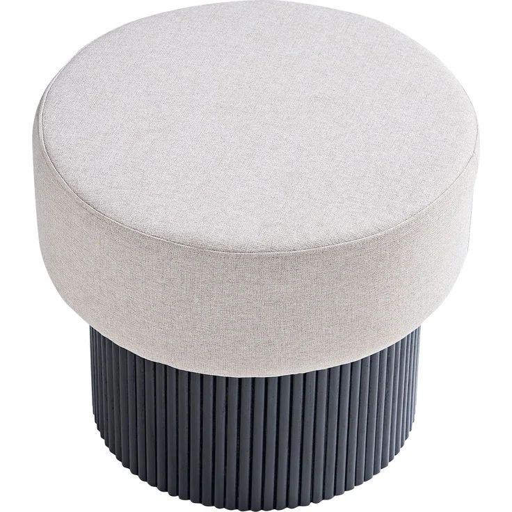 SalesFever Sitzpouf mit Stauraum Ø 50 cm – Runder Hocker mit Strukturstoff & verstecktem Fach – Bild 3