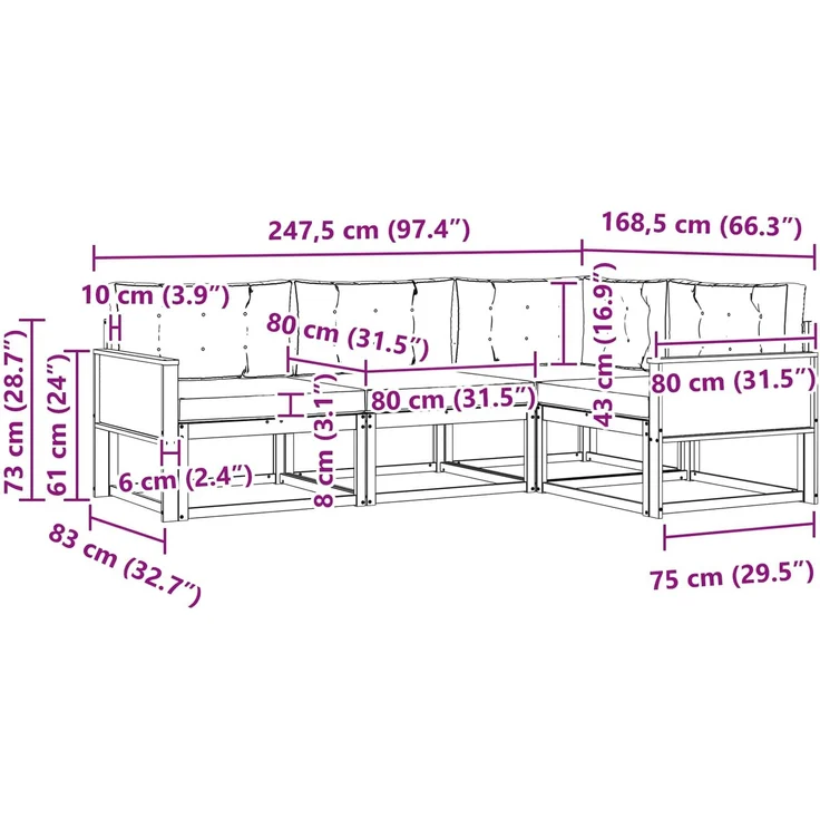 vidaXL Outdoor-Sofagarnitur 4 stk. 4-Sitzer Natur und Beige 3382516 – Bild 7