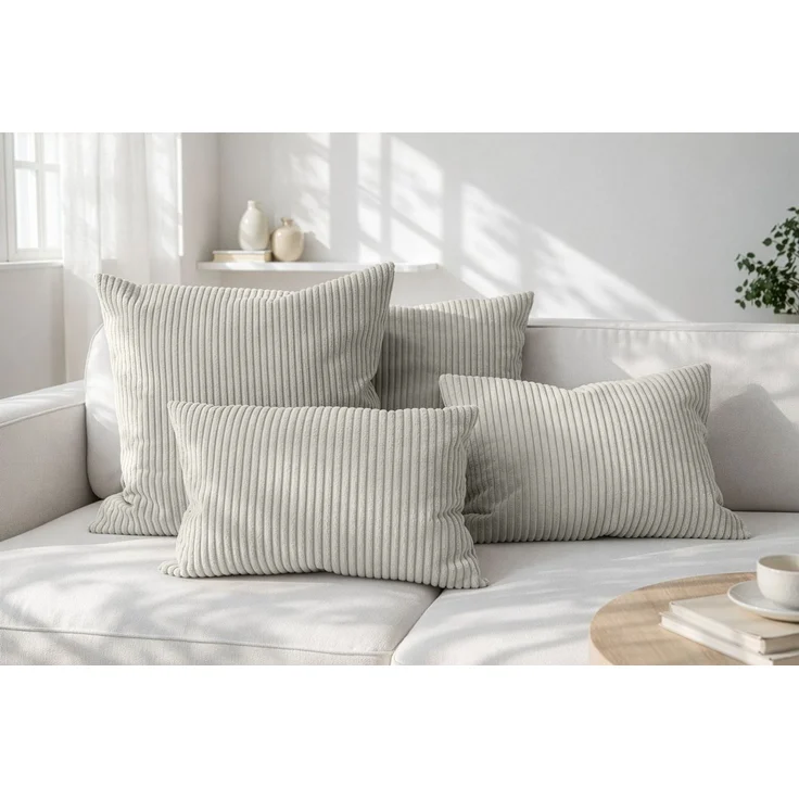 Amilian Dekokissen Sofakissen Cord-Optik 4er Set mit Füllung 2x 40x40 + 2x 35x45 cm, mit Füllung, Hotelverschluss, formstabil – Bild 1