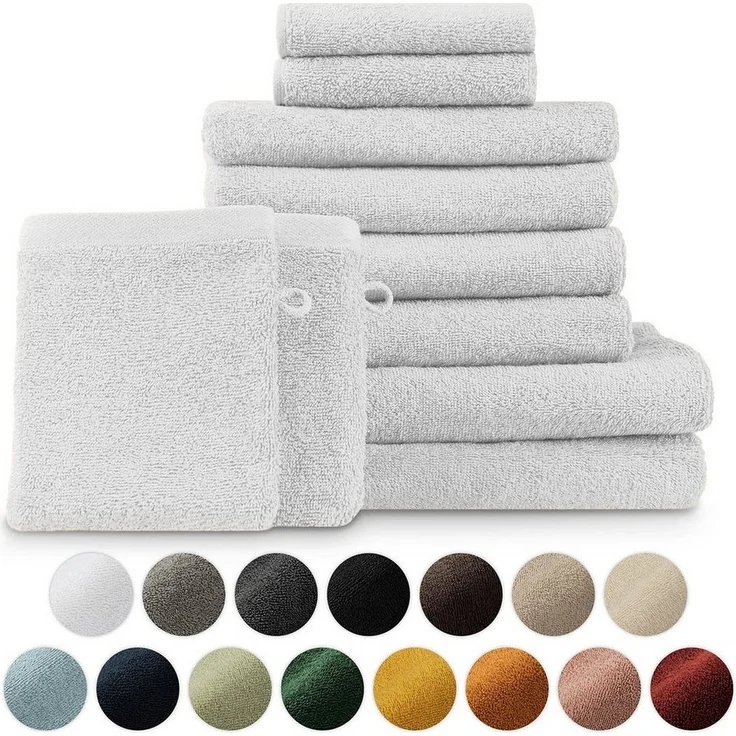 Blumtal Handtuch Set Blumtal 10 Teilig - Handtücher Set 100% Baumwolle, weich und saugstark, Frottee (10er Set), 2 Bade-, 4 Hand-, 2 Gästetücher + 2 Waschlappen – Bild 1