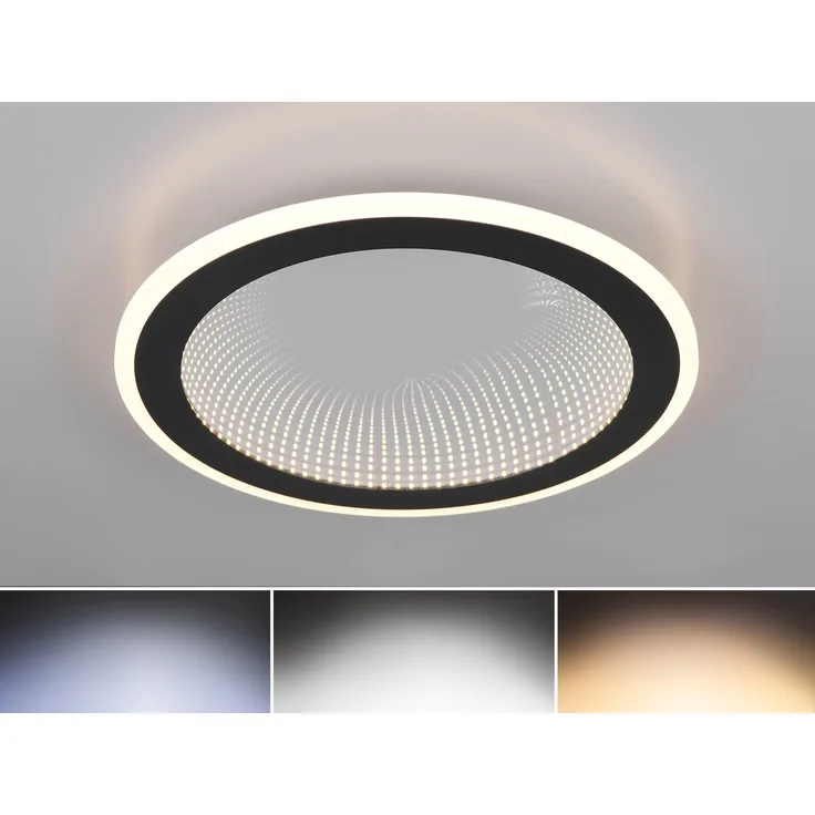 Reality LED Deckenleuchte Glace 21,5W schwarz Metall warmweiß-kaltweiß