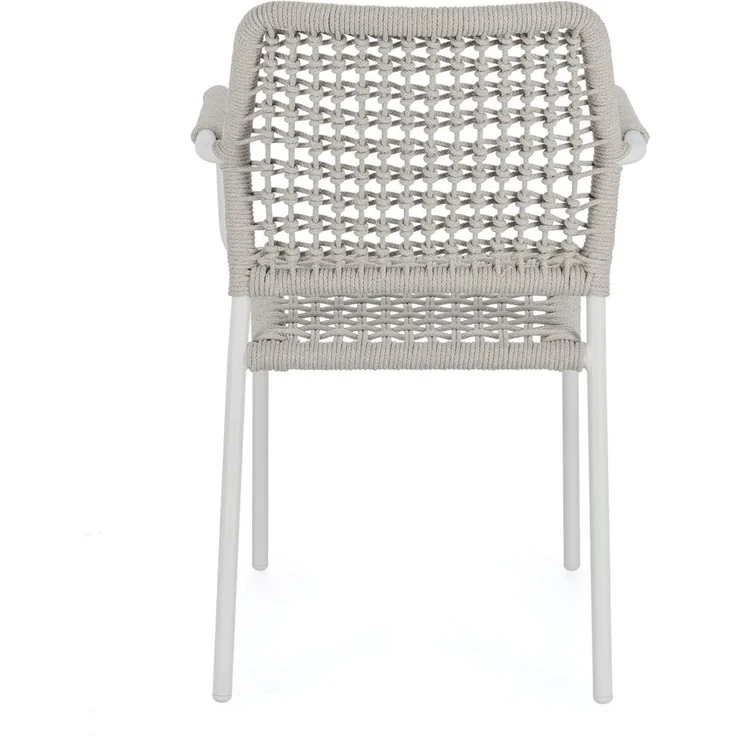 Gartenstuhl Adajra aus Aluminium, modernes Design, hellgrau weiß, stapelbar für Outdoor – Bild 6