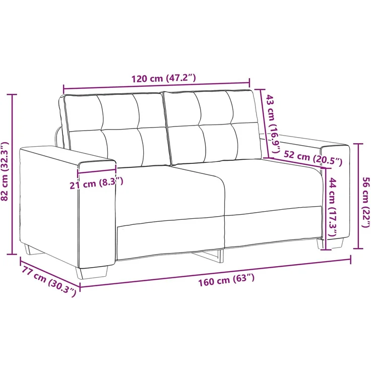 vidaXL | Zweisitzer-Sofa | mit Kissen Weinrot Samt 4105114 – Bild 6