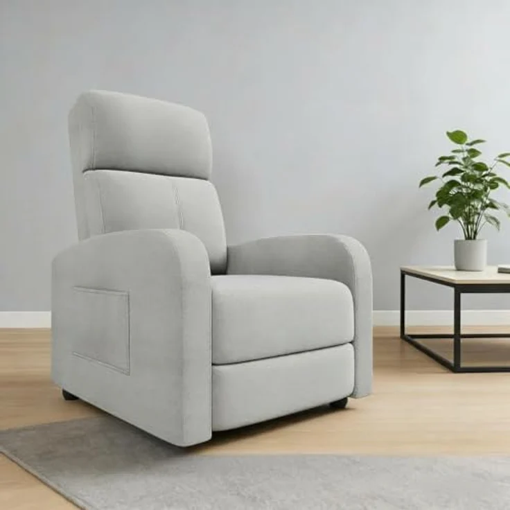 GarveeHome Relaxsessel Fernsehsessel Ruhesessel Liegesessel mit Liege-Funktion Polstersessel Leinen verstellbar Einzelliegesessel Wohnzimmer Schlafzimmer Heimkino (Grau3) – Bild 2