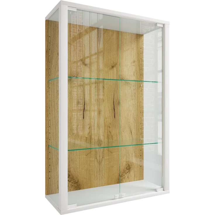 VCM Wandvitrine Udina 921804 Weiß / Honig-Eiche H. 80 x B. 60 x T. 25 cm – Bild 2