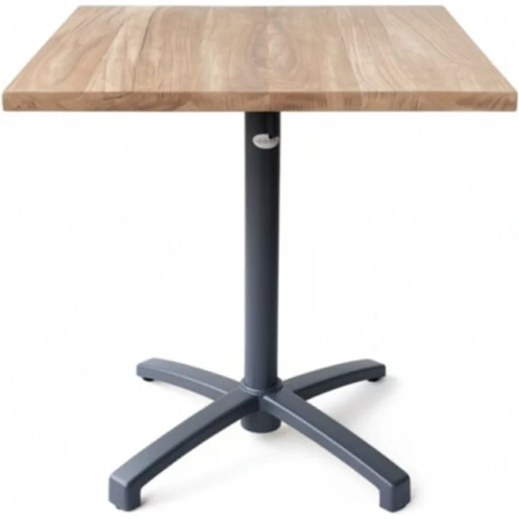 Teakholz Tisch mit Alu Tischgestell, Indoor, klappbar, eckig 70 x 70cm, handgefertigt – Bild 2