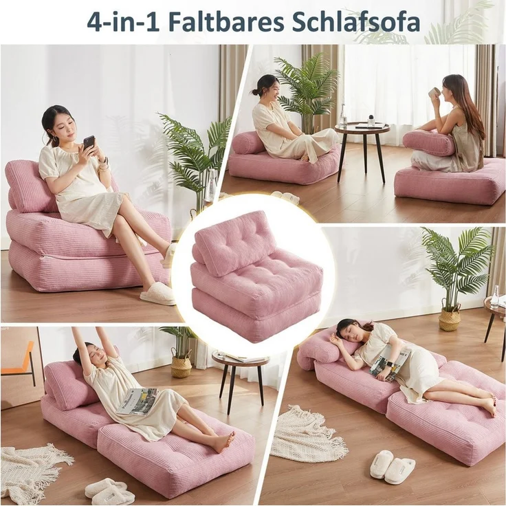 LITBIRD Schlafsofa faltbar, 4-in-1 Multifunktionssofa, Sitzsack-Sofa, Relaxsessel, 1 Teile, Spielsofa & Gästebett für kleine Räume – Bild 4