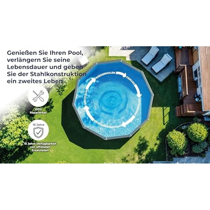 SwimFun Stahlwandpool rund Ø550 × H132 cm – Familienpool Komplett-Set – Bild 4