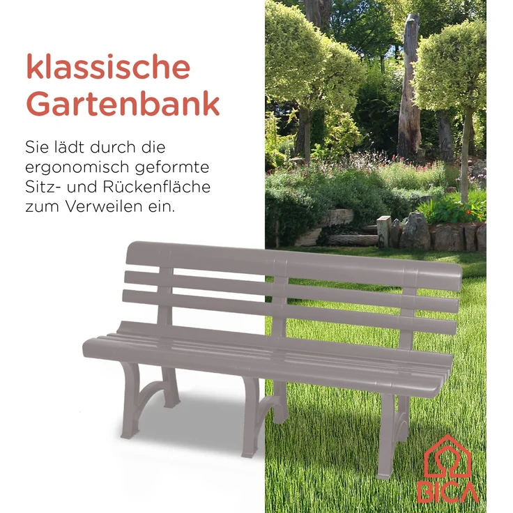 BICA Gartenbank Olimpia taupe | wetterfest | Ideal für Garten, Outdoor | Sitzbank, Parkbank – Bild 6