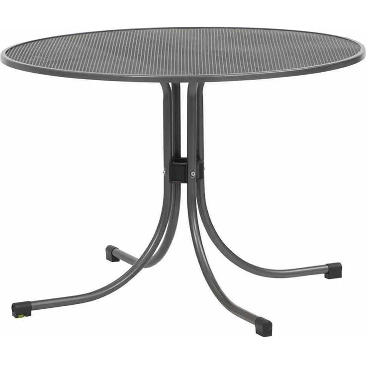 Universal Boulevardtisch Ø 90x74 cm Gestell Stahl eisengrau, Tischplatte Streckmetall eisengrau Elotherm beschichtet