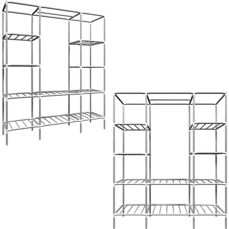 Breiter XXL Kleiderschrank Metall Regal Kleiderstange 178x148x44,5cm Faltschrank