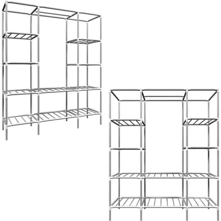 Breiter XXL Kleiderschrank Metall Regal Kleiderstange 178x148x44,5cm Faltschrank – Bild 1