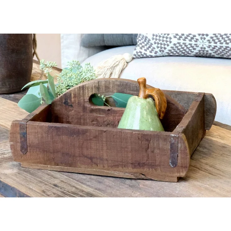 Chic Antique - Holzkiste 2 Fächer Holzkorb Kiste Korb Kasten Holz Griff 41083900 – Bild 2