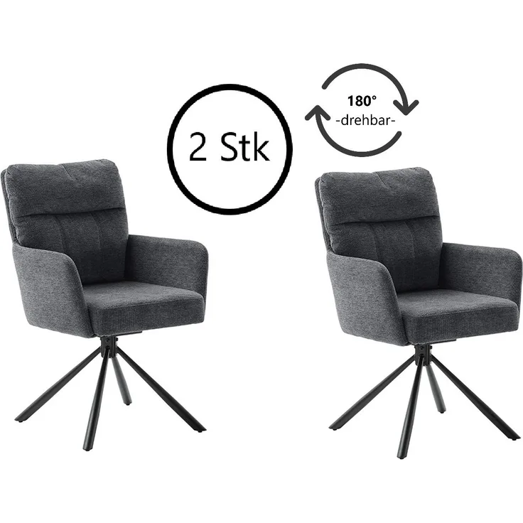 Esszimmerstuhl >Urbain / Utica< 2er-Set in anthrazit - 60x92x67 (BxHxT)