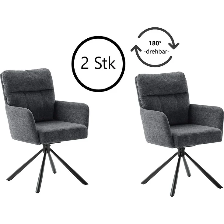 Esszimmerstuhl >Urbain / Utica< 2er-Set in anthrazit - 60x92x67 (BxHxT) – Bild 1