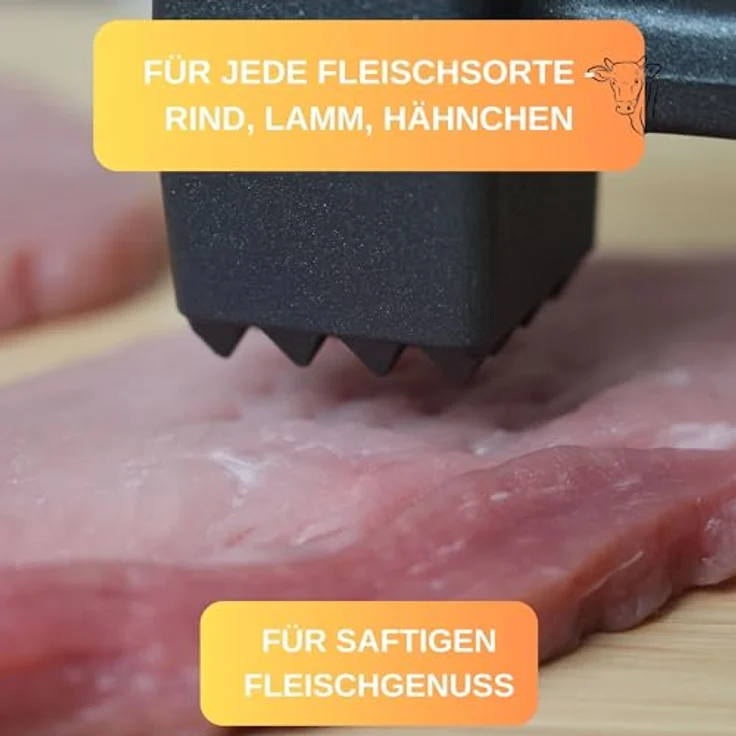 Thiru Fleischklopfer Fleischhammer Schnitzel, Kotelett - Hammer-Kopf mit Zwei Schlagflächen – Bild 3