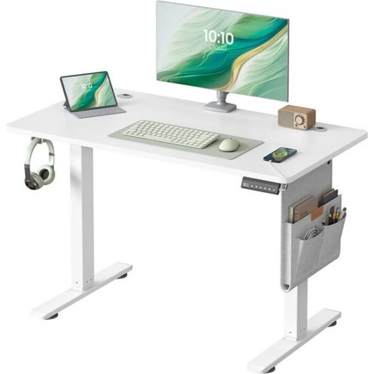 SONGMICS Höhenverstellbarer Schreibtisch elektrisch, 100 x 60 cm, Memory-Funktion mit 4 Höhen, USB-C-Anschluss, wolkenweiß – Bild 2