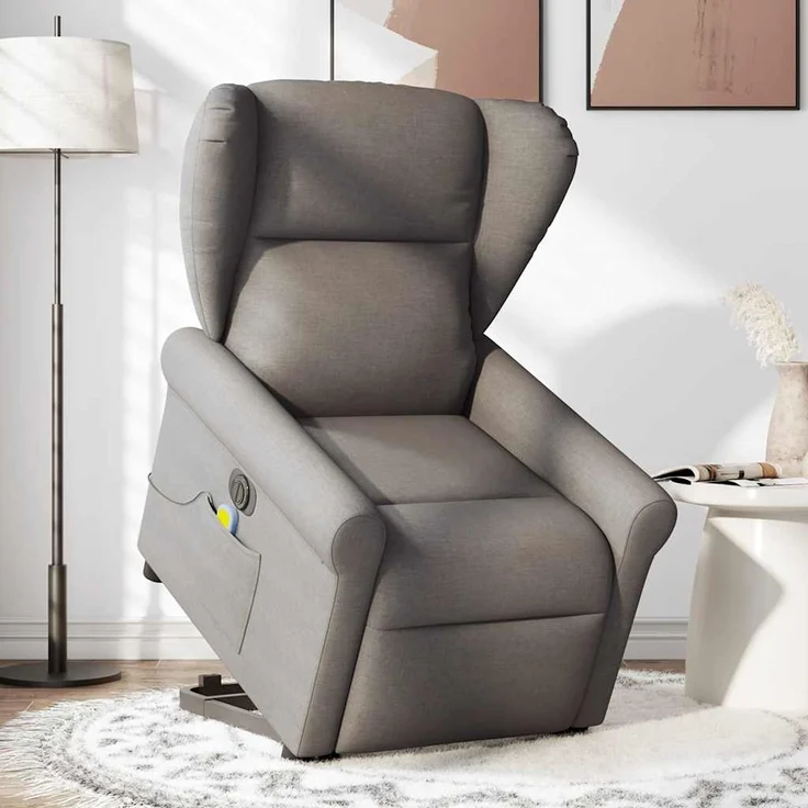 vidaXL Elektrischer Massagesessel mit Aufstehhilfe Taupe Stoff 3303411 – Bild 1
