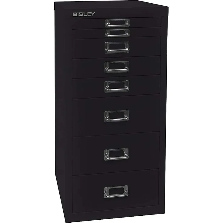 BISLEY MultiDrawer, 29er Serie, DIN A4, 8 Schubladen, Metall, 633 Schwarz, 38x27. 9x59 cm