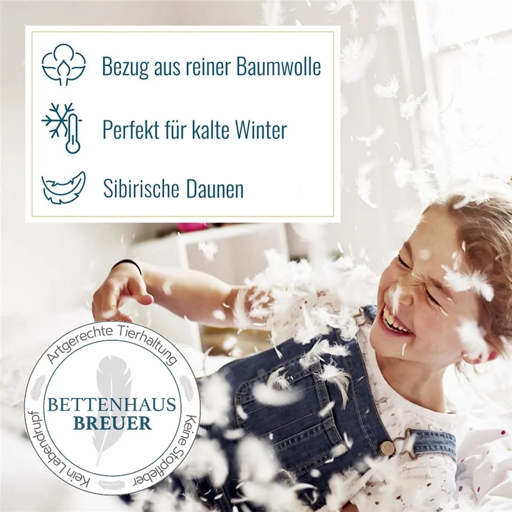Daunendecke 900g weiche sibirische Daunen Bettdecke 135x200 100% natur – Bild 4
