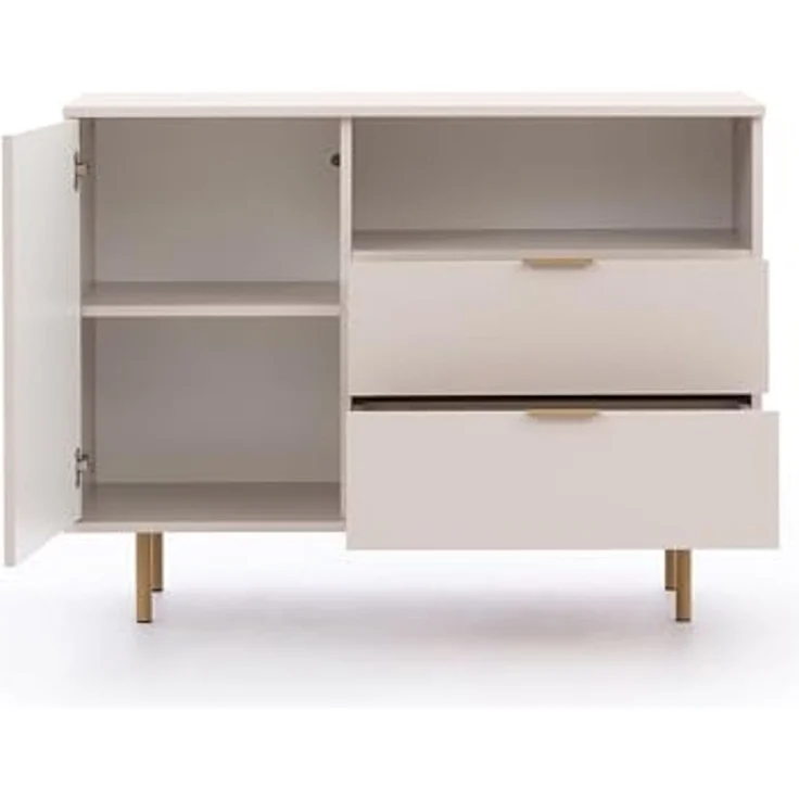 Lomadox Kommode NADOR-132, 107cm breit, Kaschmir, goldfarbene Metallgriffe und -füße – Bild 4