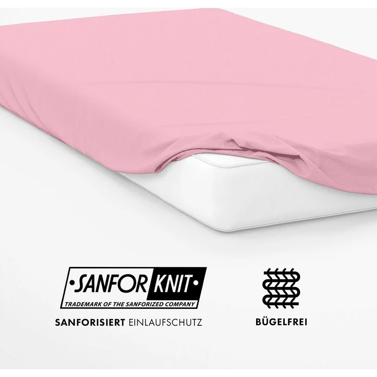 Jacobson Jersey Spannbettlaken Spannbetttuch Baumwolle Bettlaken (Premium 200x220 cm, Rosa) – Bild 4