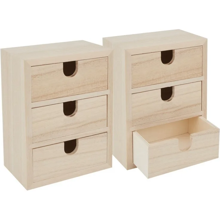 VBS Aufbewahrungsbox Mini-Schränkchen (8 St), mit 3 Schüben 14,5 cm x 11,5 cm 2er-Pack