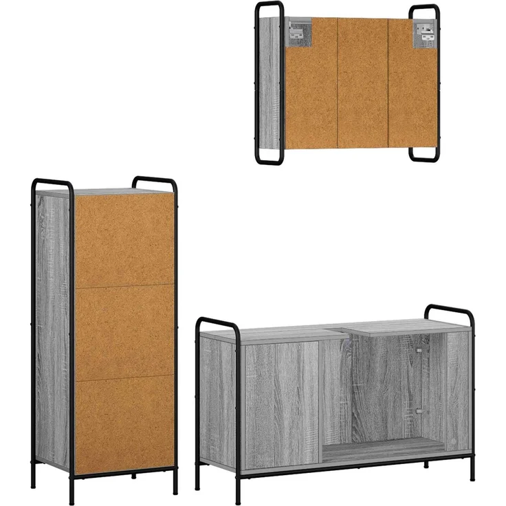 vidaXL Badezimmerschrank-Set 3 stk. Sonoma-Grau 40 x 36 x 109,5 cm 3444528 – Bild 7
