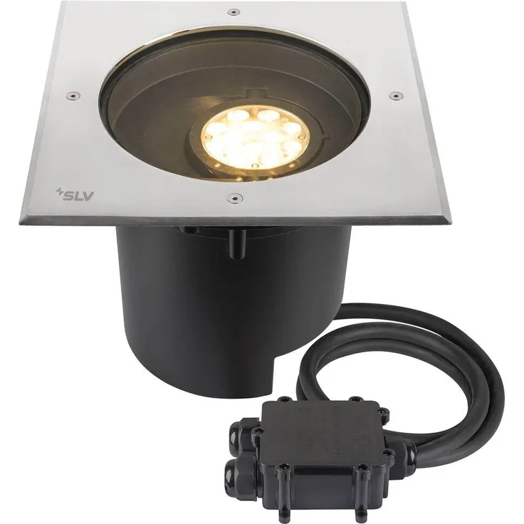 SLV DASAR® XL, Bodeneinbauleuchte, asymmetrisch, 3000K, 70°/40°, IP65/IP67, quadratisch - Bodeneinbauleuchten