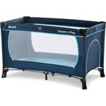Hauck 'Dream’n Play Plus' Reisebett 3-teilig 120x60 cm, ab Geburt bis 15 kg, inkl. Tragetasche, Einlageboden und Schlupf (faltbar, tragbar, leicht & kippsicher), navy/aqua