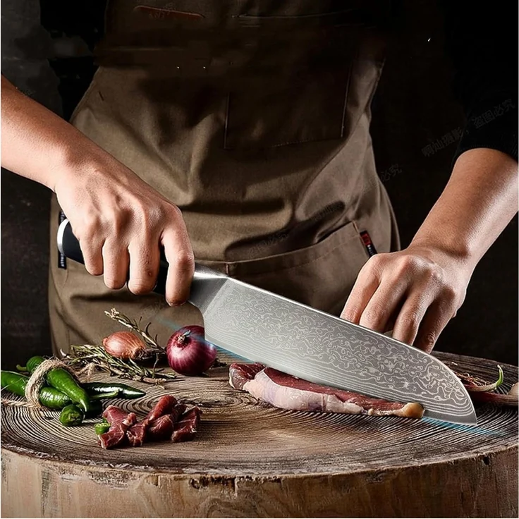 KingLux Damastmesser Santokumesser Damast Küchenmesser Für Fleisch, Gemüse Und Fisch – Bild 4