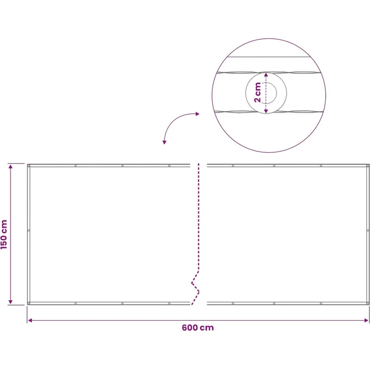 vidaXL Balkon Sichtschutz 150 x 600 cm Stoff mit PU-Beschichtung 42036330 – Bild 8
