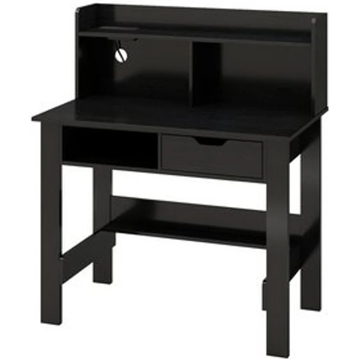 COSTWAY Schreibtisch, mit Steckdosen, Aufsatz, offenem Fach & Schublade – Bild 6