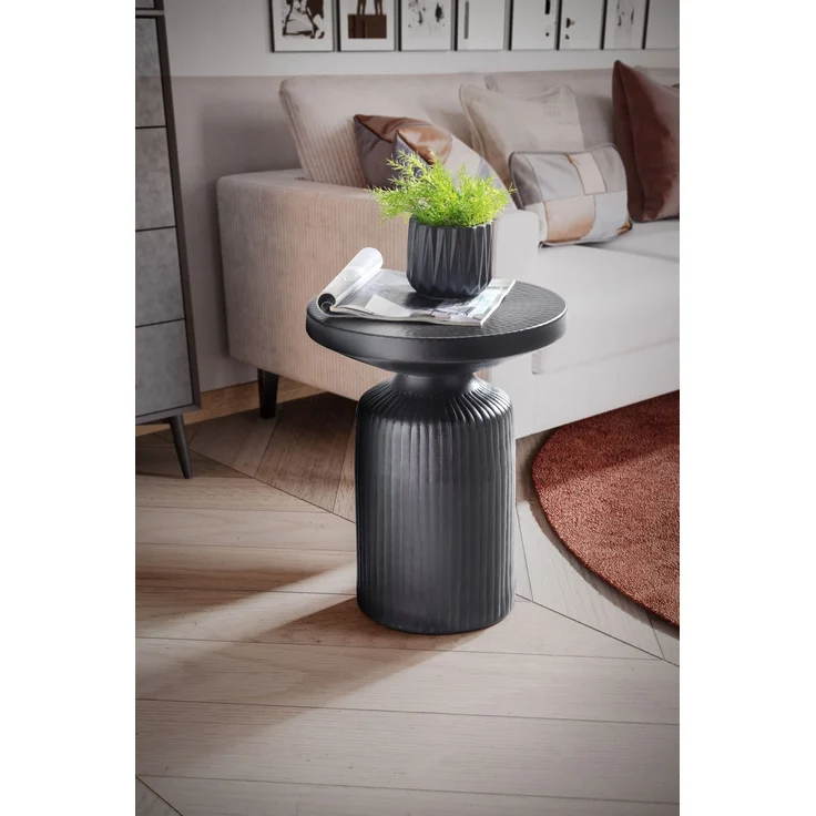 Beistelltisch Metall Schwarz Sofatisch 40x40x50cm Wohnzimmertisch Rund – Bild 3