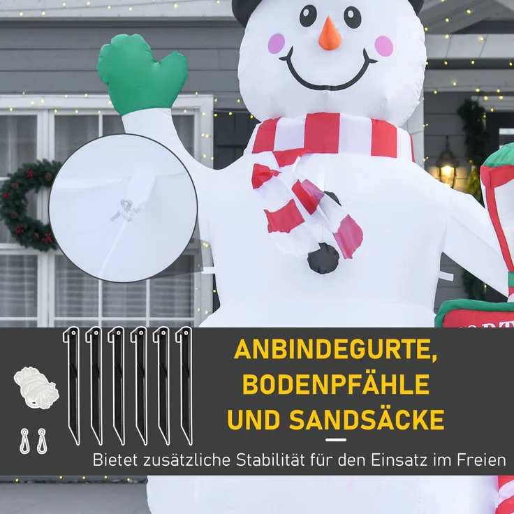 HOMCOM Aufblasbar Weihnachtsdeko, Polyester, Weiß, 164L x 103B x 240H cm – Bild 5