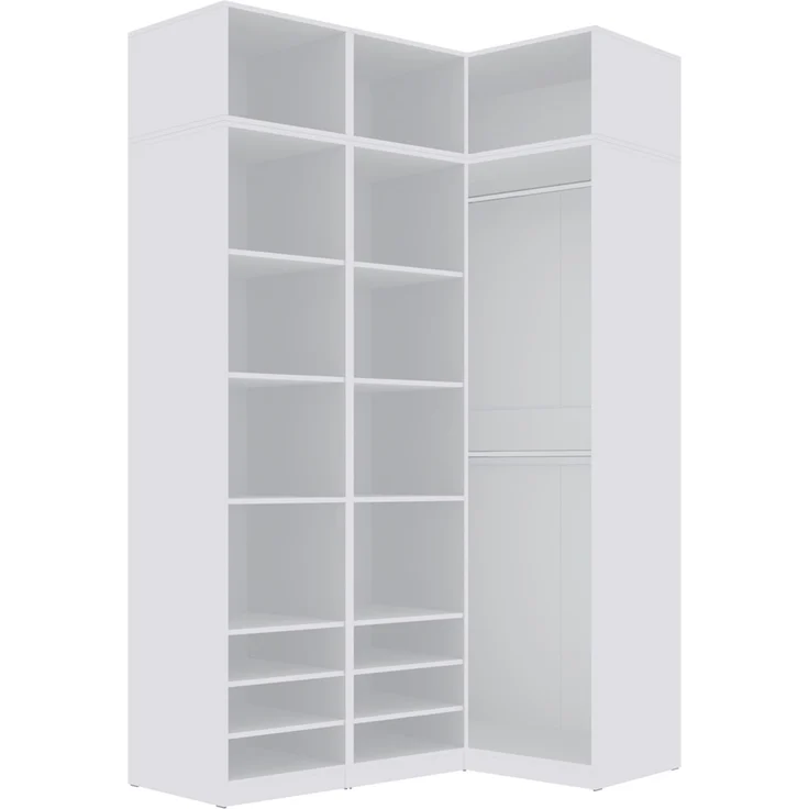 Marmex Möbel Tres Set-G/N (B) Hohes offenes Schranksystem, Einbauschrank ohne Türen, Schlafzimmerschrank mit Regalen und Kleiderstangen, laminierte Spanplatte, weiß 200 x 246 x 51 cm – Bild 2