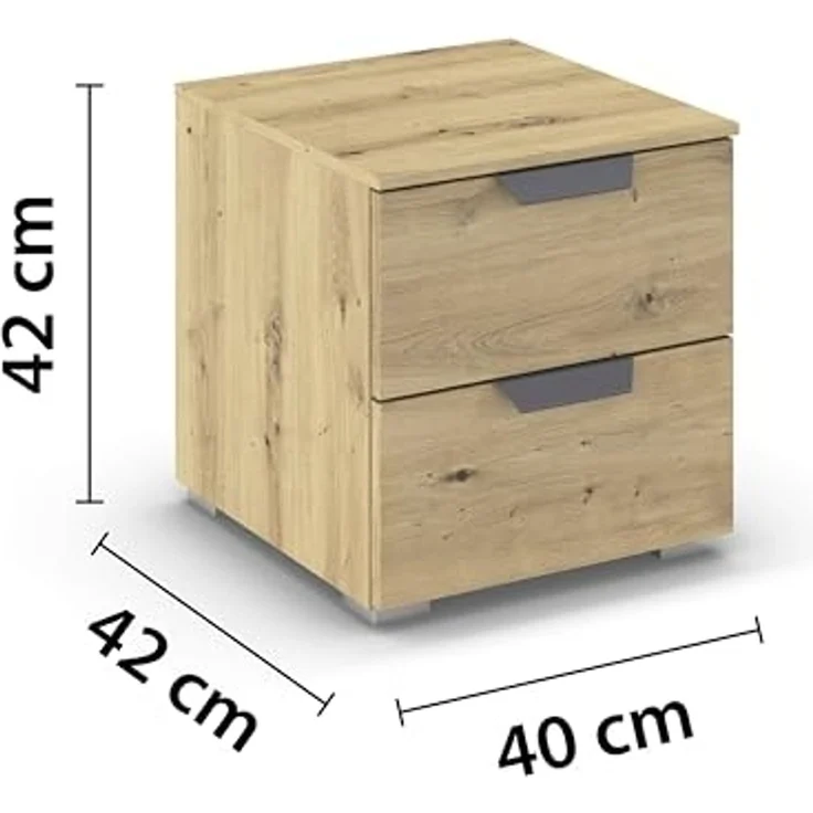 rauch Aditio Box, Nachttisch, 2 Schubladen, mit Softclose-Funktion, Farbe Eiche Artisan, BxHxT 40x42x42cm – Bild 3