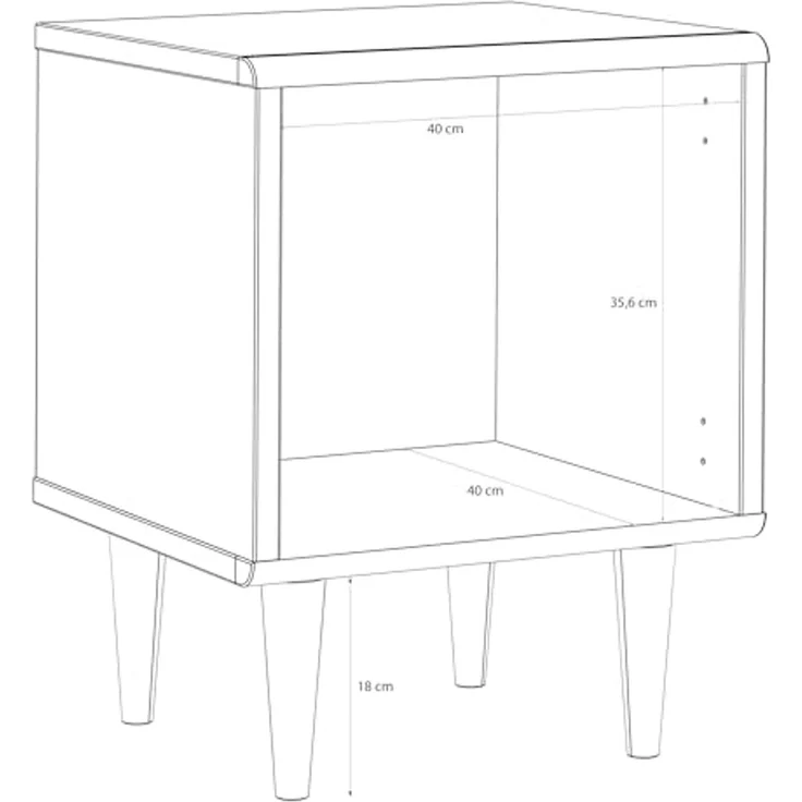 Forte Sherbrooke Nachtschrank 50, moderner Skandi-Stil, leichte Montage Dank EasyKlix by Forte, Tür mit Griffmulde, hohe Füße, Holzwerkstoff, Kaschmir Beige, 44,8 cm breit x 57,8 cm hoch x 43 cm tief – Bild 7