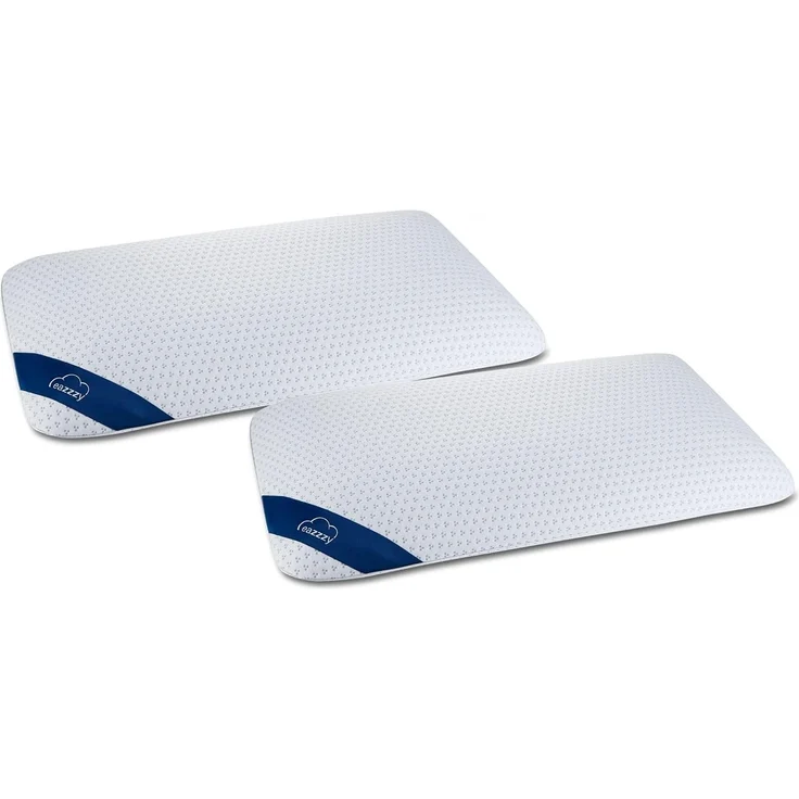 Genius Schlafkissen eazzzy Schaumkissen 40x80 cm, 2 x eazzzy Nackenkissen/Schaumkissen 2 x Kissenbezug, Nackenstützkissen mit 2 Härtegraden + kühlender Gelschaum – Bild 1
