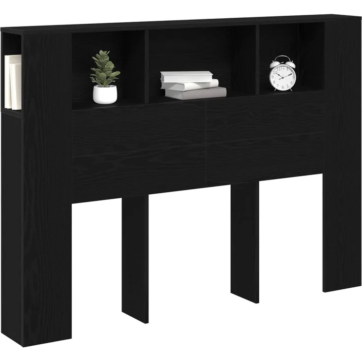 vidaXL Kopfteil Schrank Schwarz Eichen-Optik Holzwerkstoff 102,5 x 140 x 18,5 cm – Bild 3