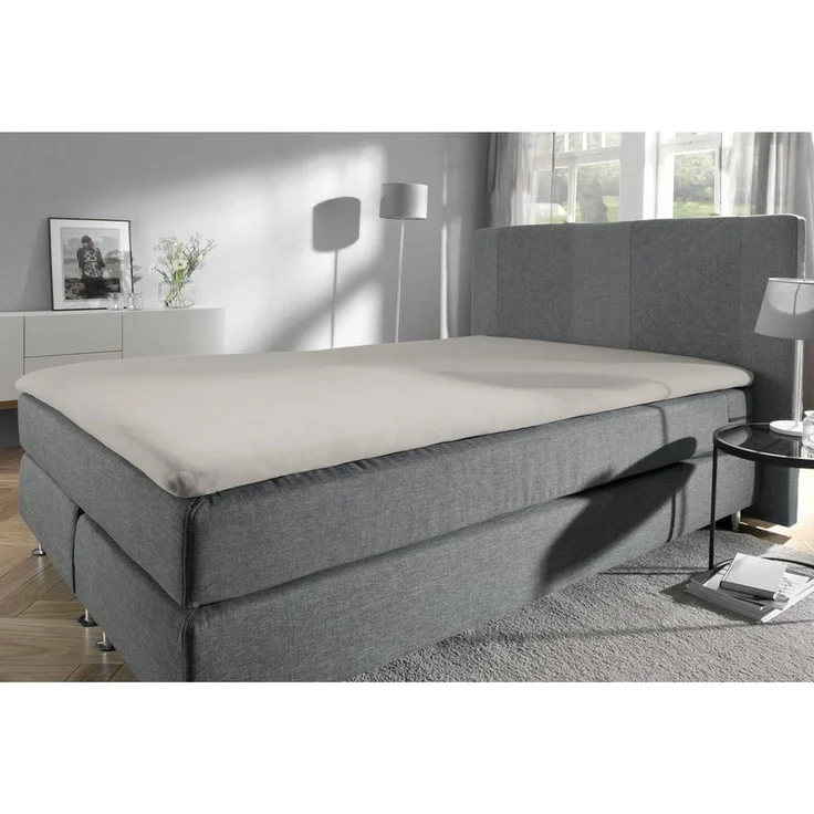 Erwin Müller 'Freising' Spannbettlaken, Gummizug: Rundumgummi, 1 Stück, Elasthan-Jersey-Stretch Uni, Silber, 120x200 cm - 130x220 cm – Bild 3