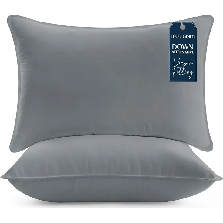 Utopia Bedding KopfKissen (2er Set), 50x70 cm Schlafkissen, Atmungsaktiv et Weich Kissen (Grau)