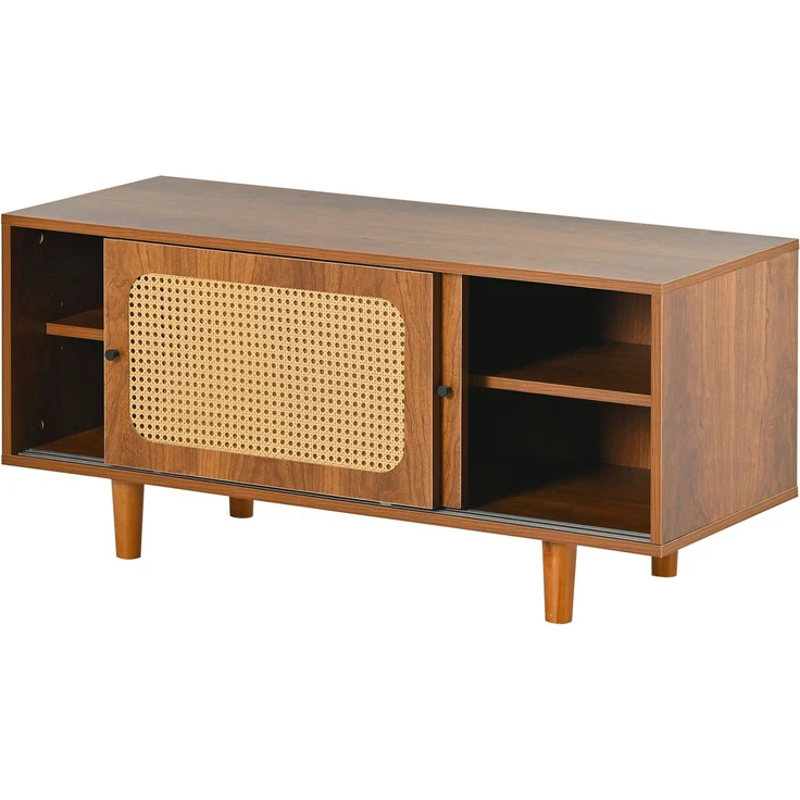 Rattan-Sideboard-Set für Wohnzimmer - Kombination aus Rattan-Kommode und Schuhschrank, Walnussfarben – Bild 7