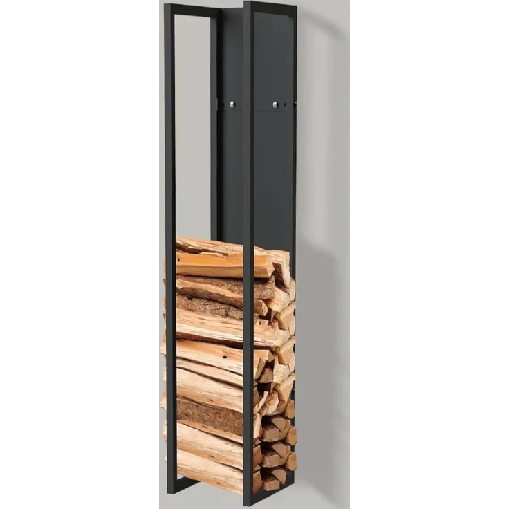 DanDiBo Kaminholzregal Innen Metall Schwarz Kaminholzständer 120 cm mit Rückwand an der Wand Hängend 96465 Holzkorb Kaminholzhalter Holzregal – Bild 1
