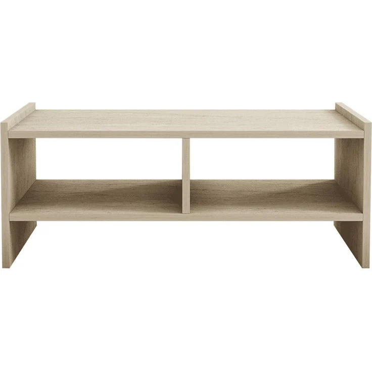 Calicosy Couchtisch mit 2 offenen Fächern, Travertin-Dekor L90 cm - PERA - Beige – Bild 3