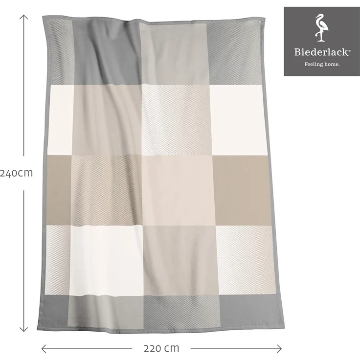 Wohndecke Across beige XXL, karierte Sofadecke in 220x240, Decke in Übergröße, Biederlack, Made in Germany – Bild 2