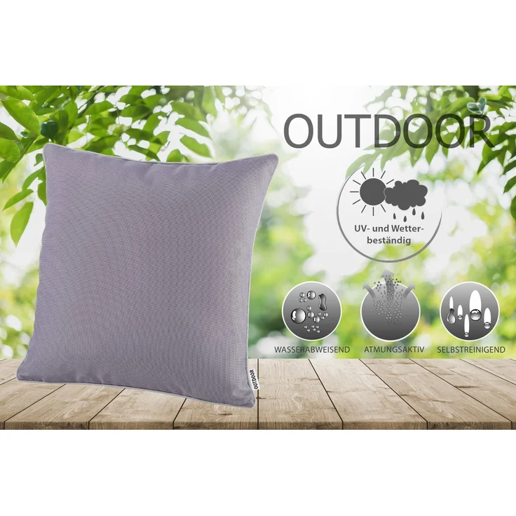 heimtexland ® OUTDOOR Lounge Dekokissen LOTUS EFFEKT wetterfest 45x45 Garten Kissen Outdoorkissen Typ551 dunkelgrau – Bild 2