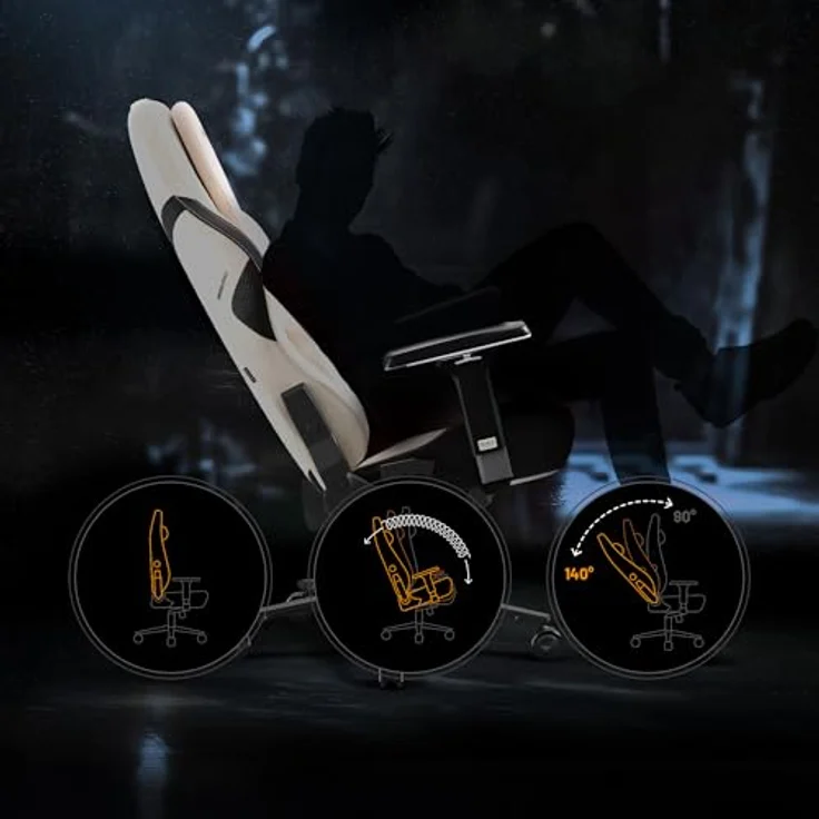 Diablo Gaming Stuhl Stoff X.One Prime Gamer Stuhl Ergonomisch mit Magnetische Kopfstütze und Kühlender Sitz Robuste Metallbasis, Höhenverstellbare Armlehnen Pc Stuhl, Gaming Chair 140 kg Desert Storm – Bild 5