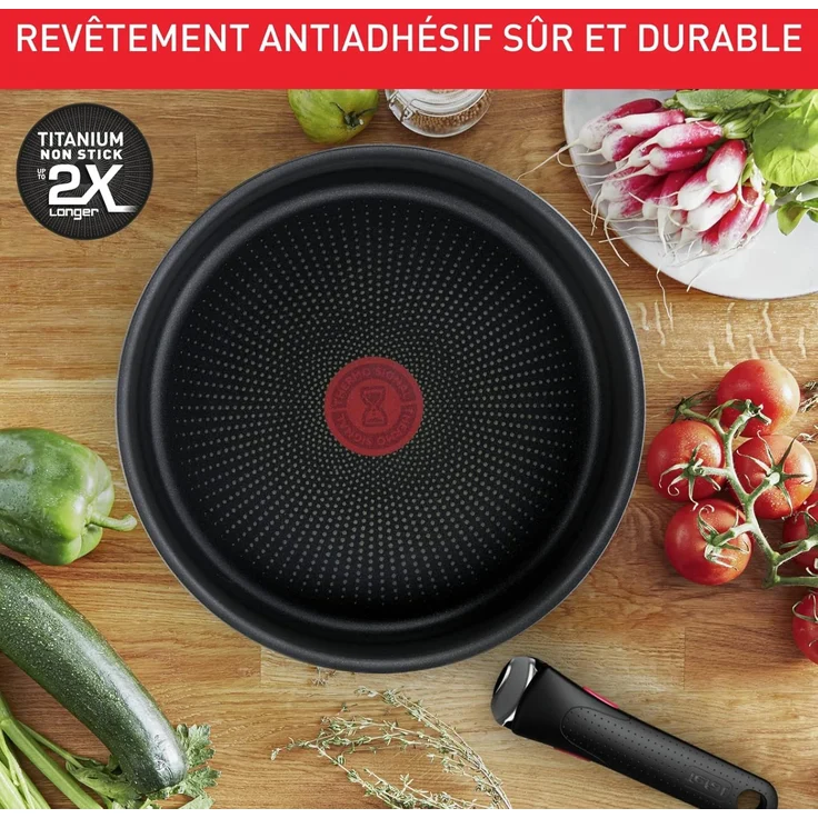 Tefal Topf-Set Tefal Ingenio Emotion Kochgeschirr, 13-teilig, Edelstahl, stapelbar, Edelstahl (13-tlg), Titanium X2 Beschichtung – Bild 4